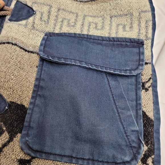 TOPSHOP Moto denim hooded blanket jacket with deer and western print 8 - Picture 4 of 10